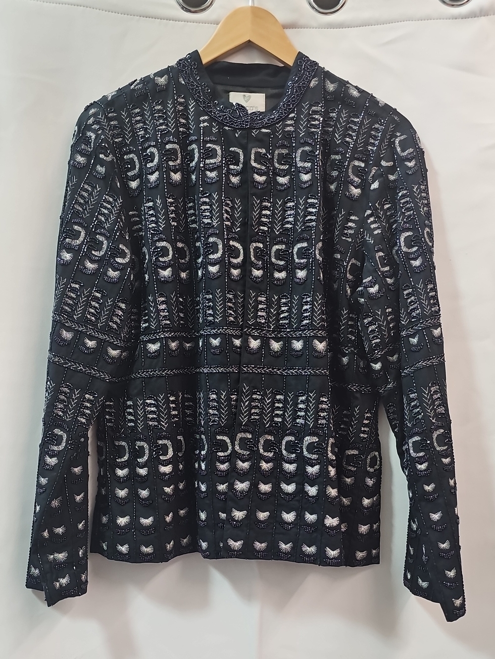 CHICO'S VINTAGE HEAVILY BEADED MOCK COLLAR JACKET BFPM-09-250